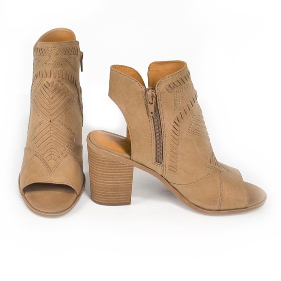 Edwina Fashion Boots Block Heel Open Toe Taupe 8 - Picture 2 of 8